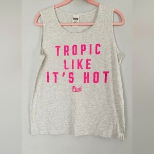 Pink Victoria Secret Beige Tropic like it's Hot Tank Top Sz M